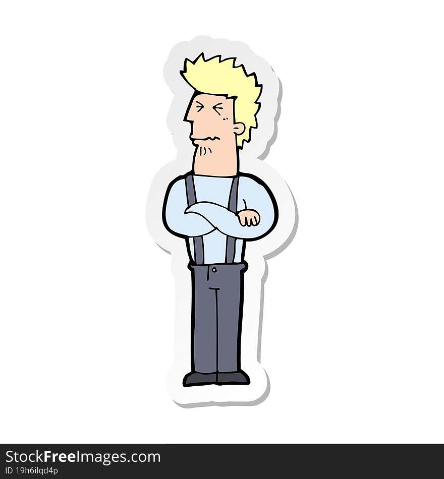 Sticker Of A Cartoon Annoyed Man