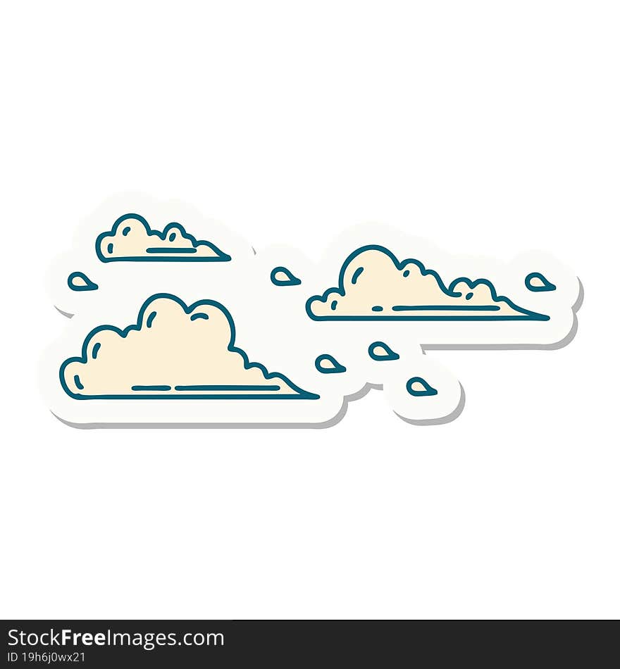 sticker of tattoo style floating clouds