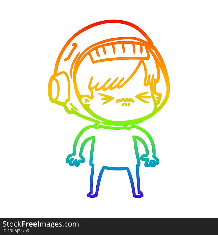 rainbow gradient line drawing angry cartoon space girl