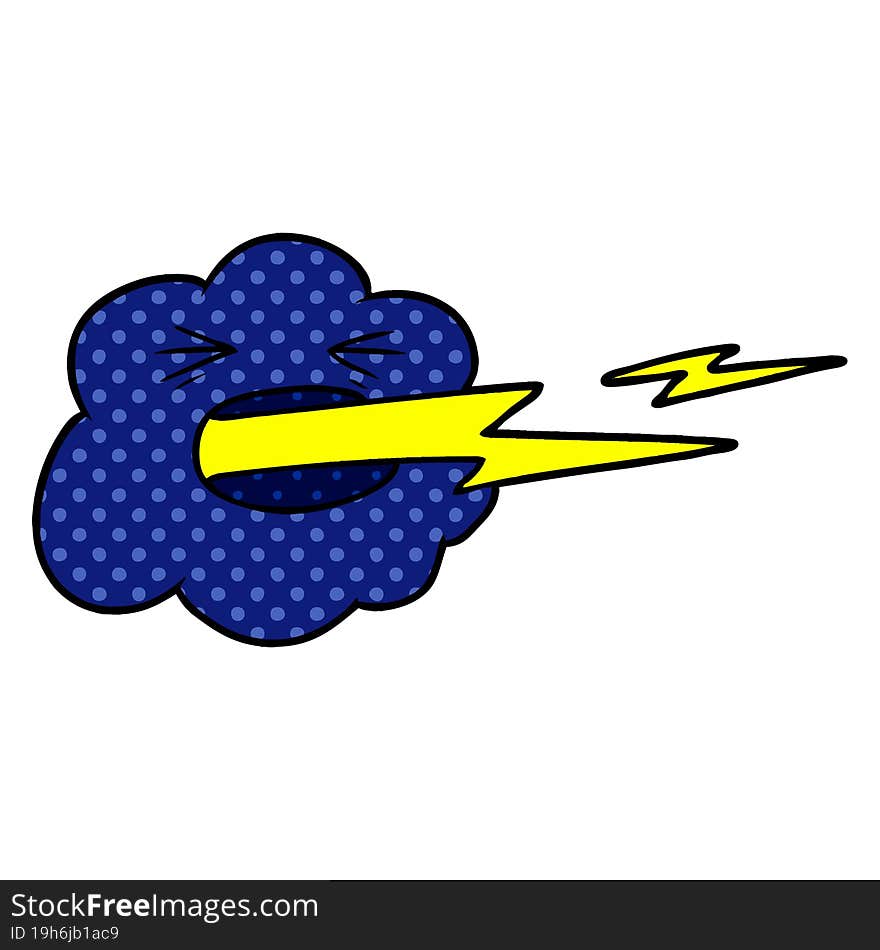 cartoon thundercloud spitting lightning. cartoon thundercloud spitting lightning