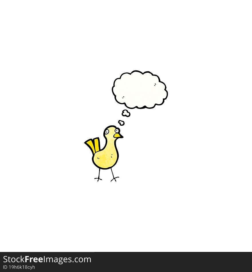 cartoon little bird with thought bubble