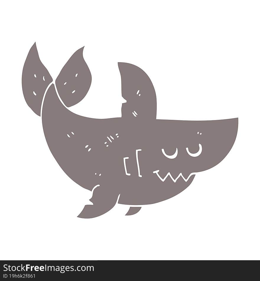 flat color style cartoon shark