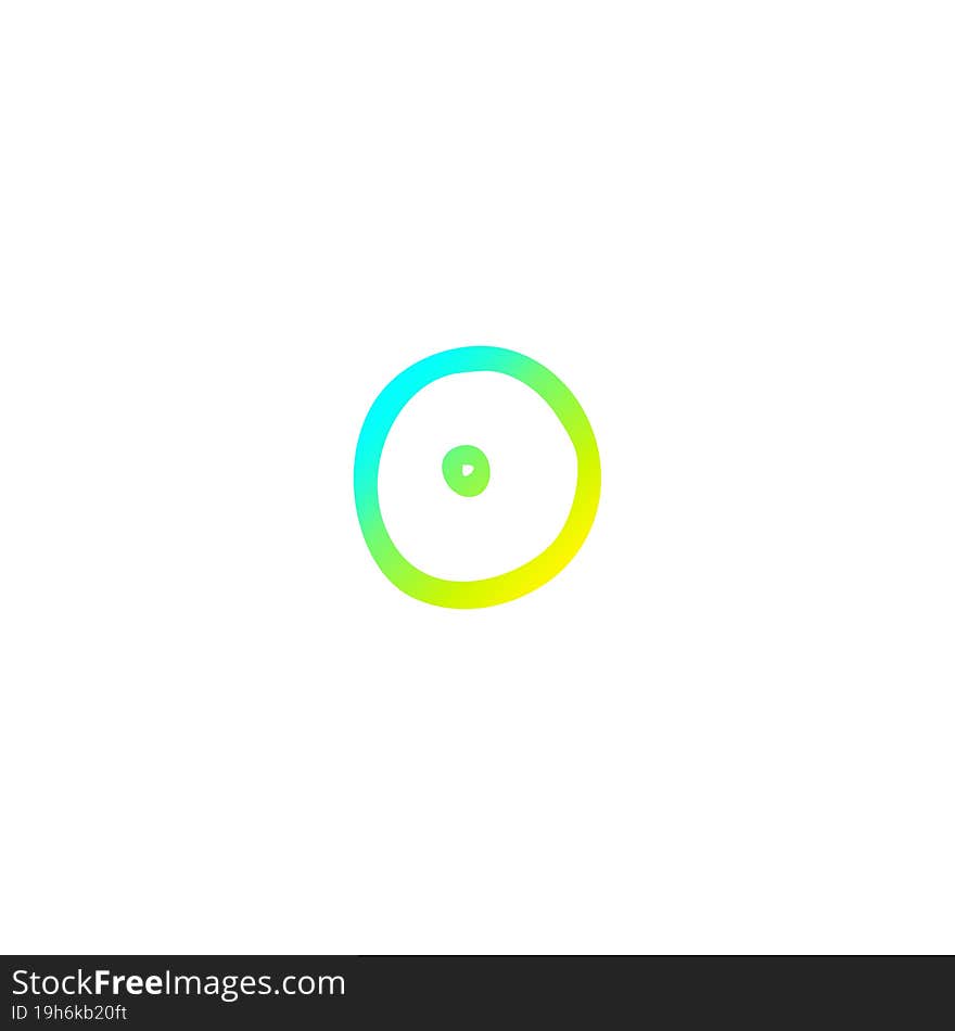 cold gradient line drawing of a cartoon letter o