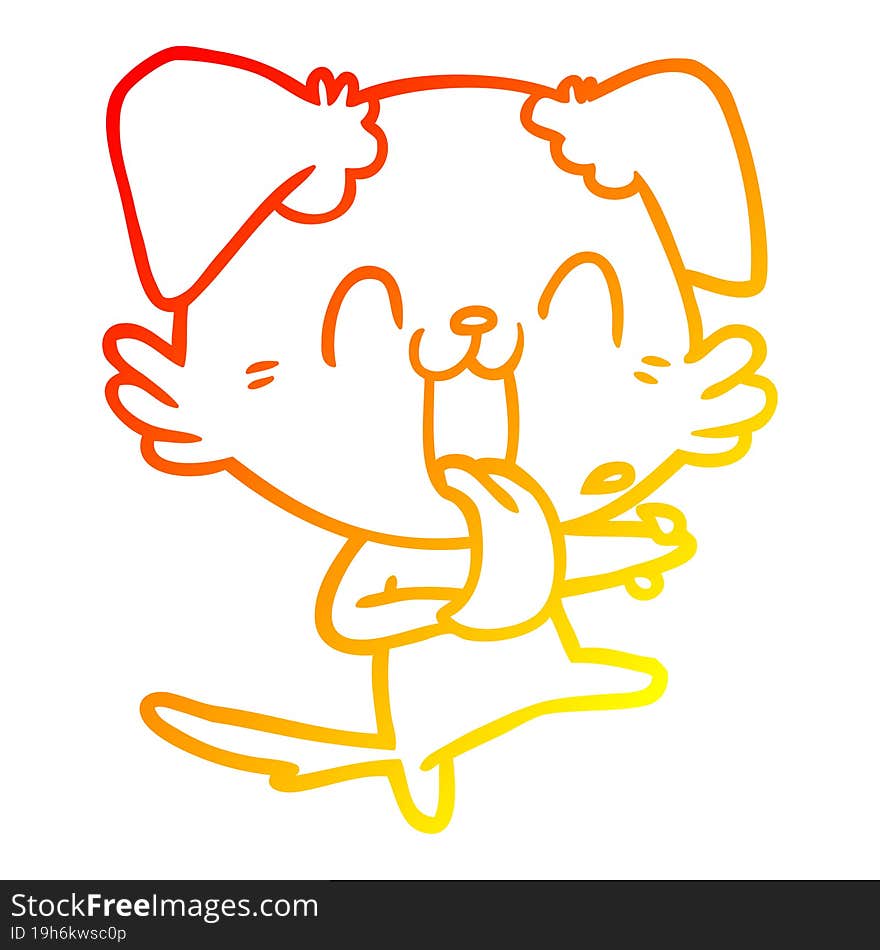 warm gradient line drawing cartoon panting dog