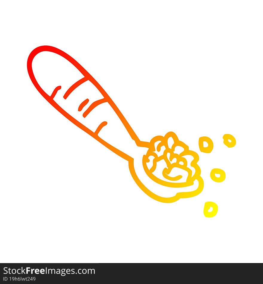 warm gradient line drawing cartoon spoon of mash potato