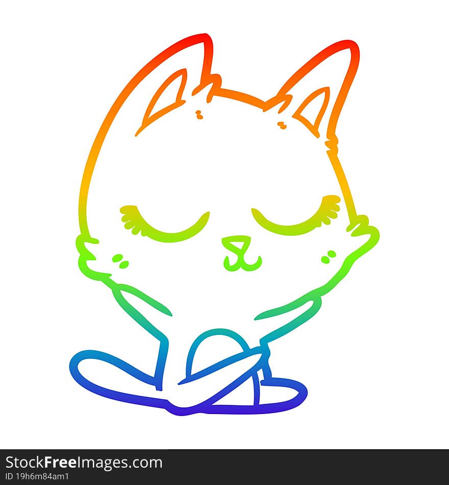 rainbow gradient line drawing calm cartoon cat