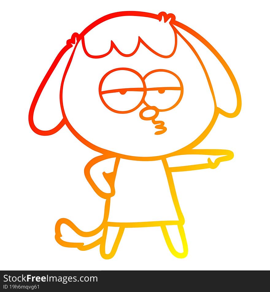 warm gradient line drawing cartoon bored dog