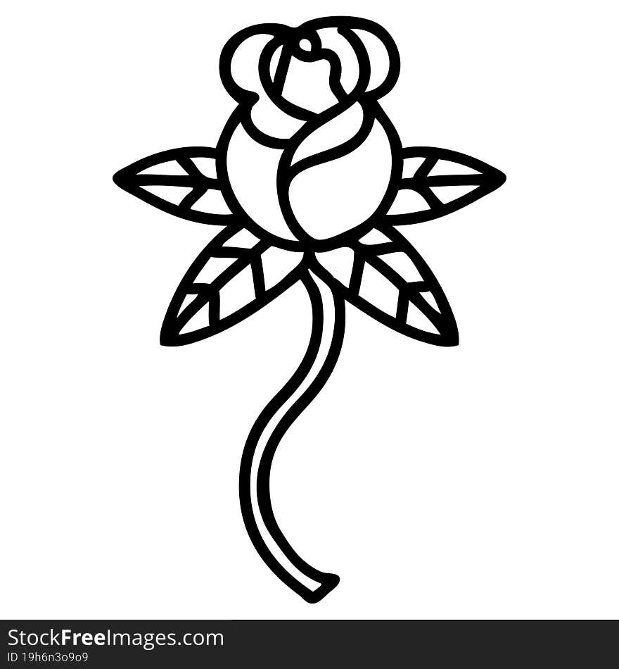 tattoo in black line style of rose. tattoo in black line style of rose