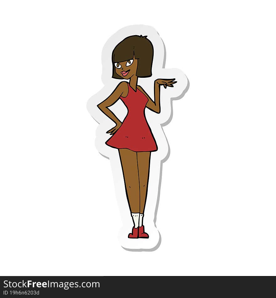 sticker of a cartoon pretty woman