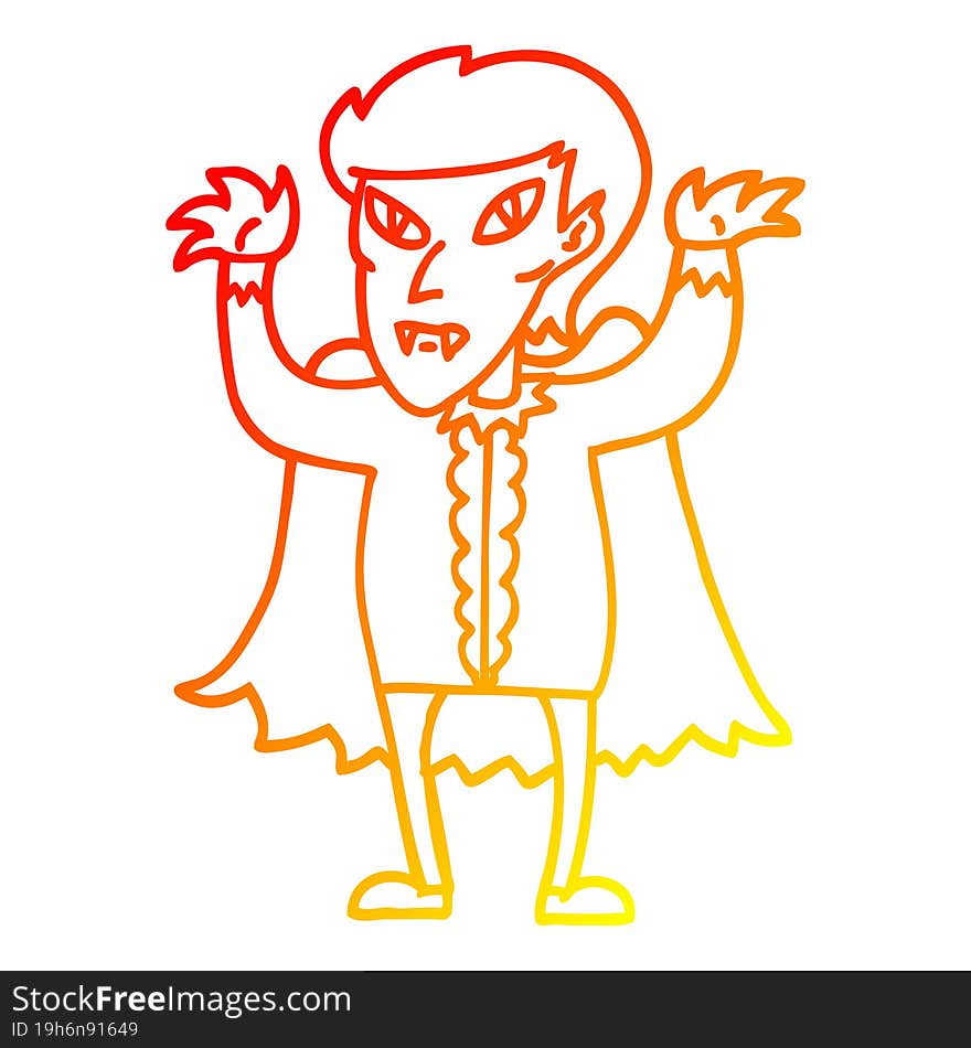 warm gradient line drawing cartoon vampire