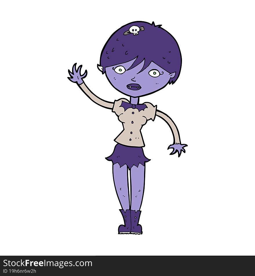 cartoon vampire girl waving