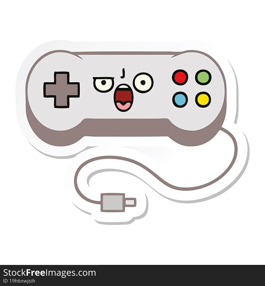 sticker of a cute cartoon game controller