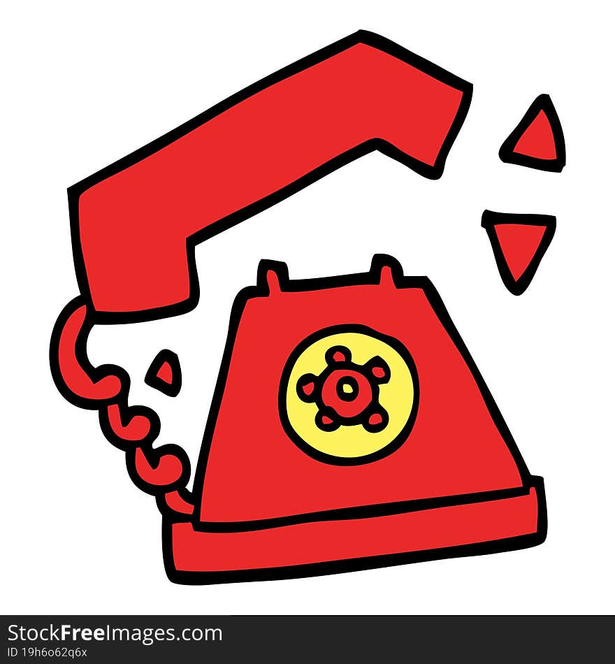 cartoon doodle retro telephone