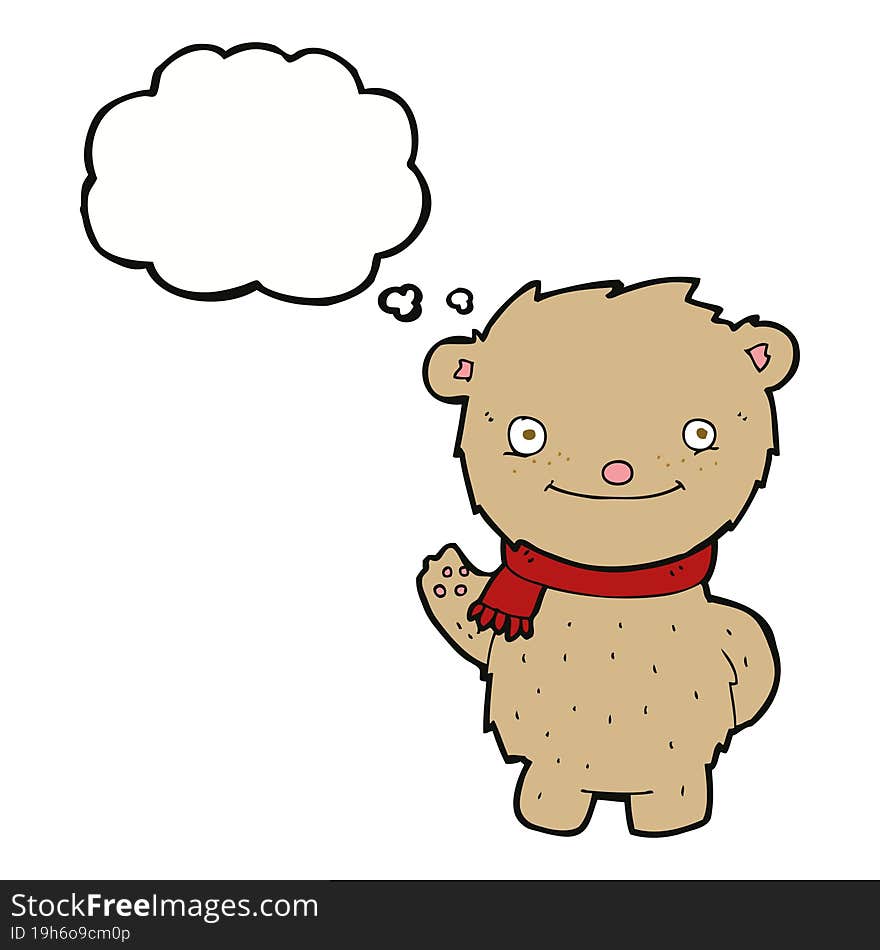 cartoon teddy bear with thought bubble