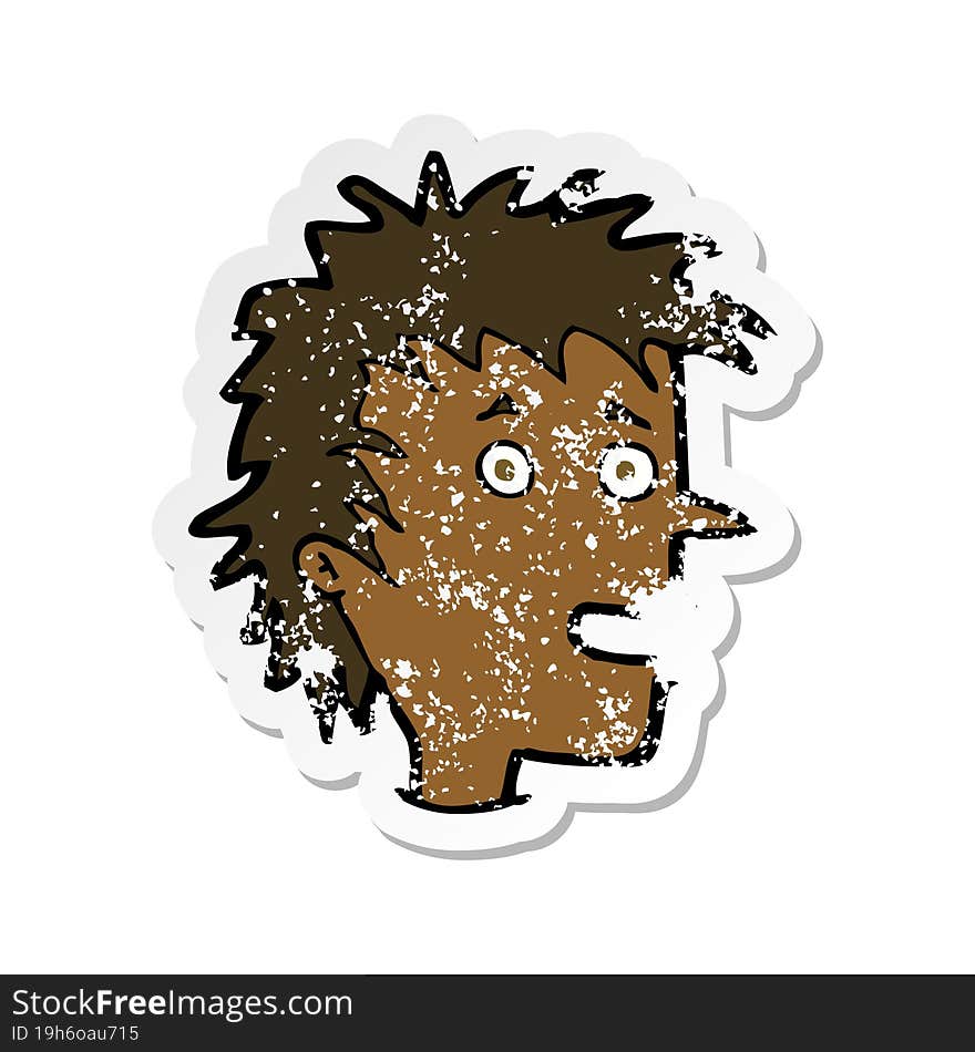 retro distressed sticker of a cartoon excited boy