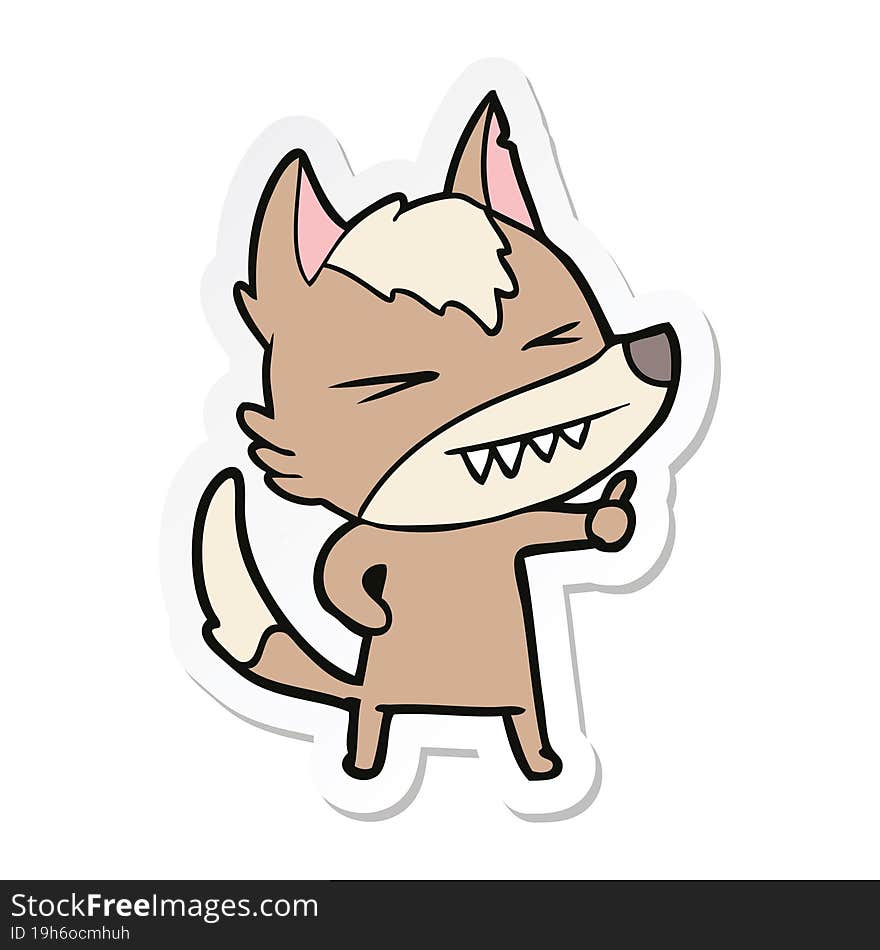 sticker of a angry wolf cartoon