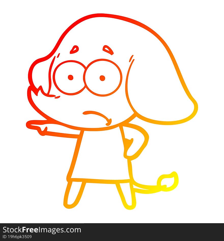 warm gradient line drawing cartoon unsure elephant girl pointing