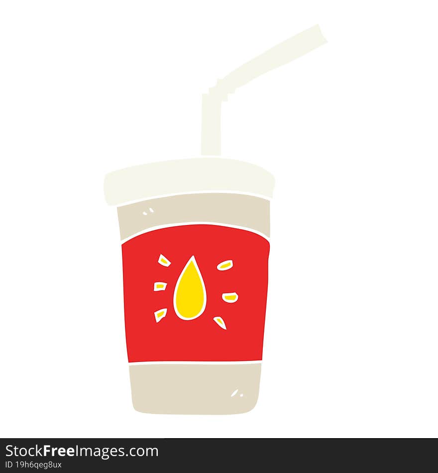 flat color illustration of a cartoon soda drink