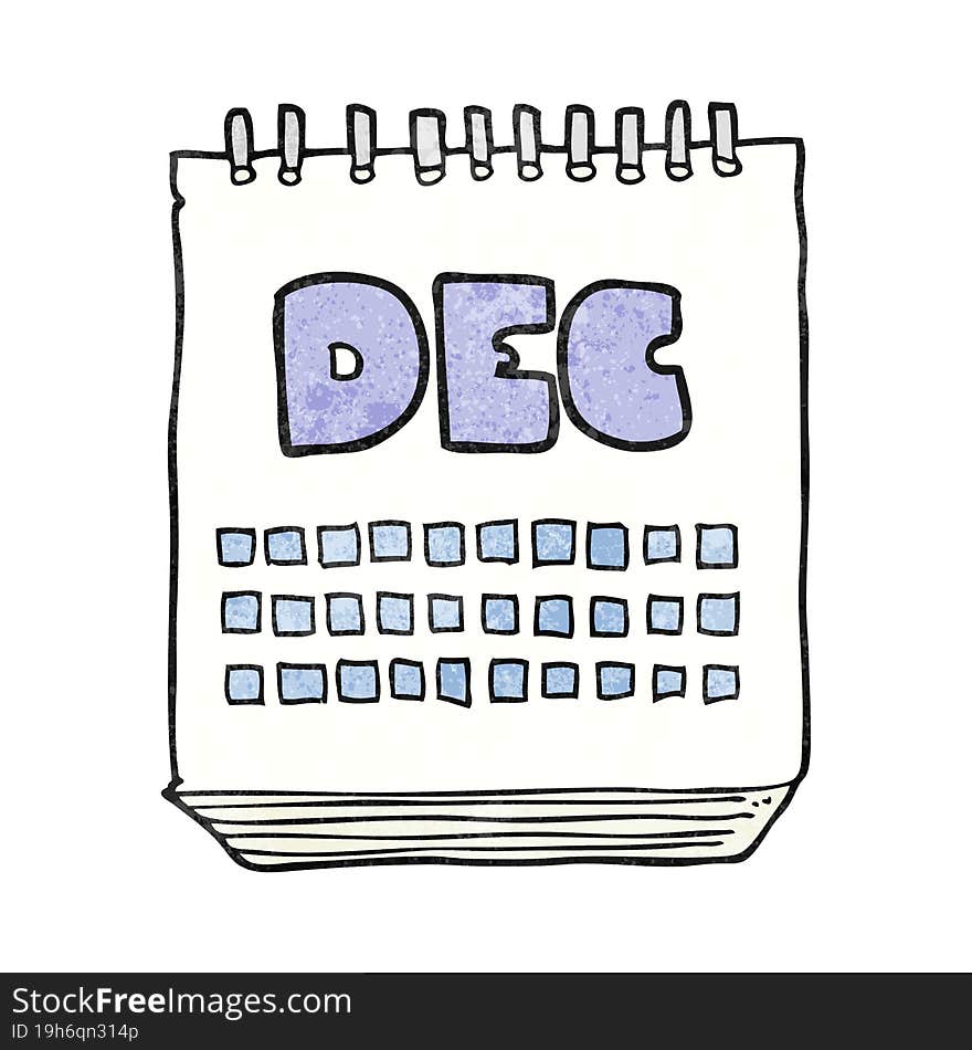 textured cartoon calendar showing month of december