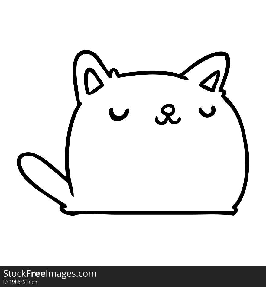 line drawing of cute kawaii cat