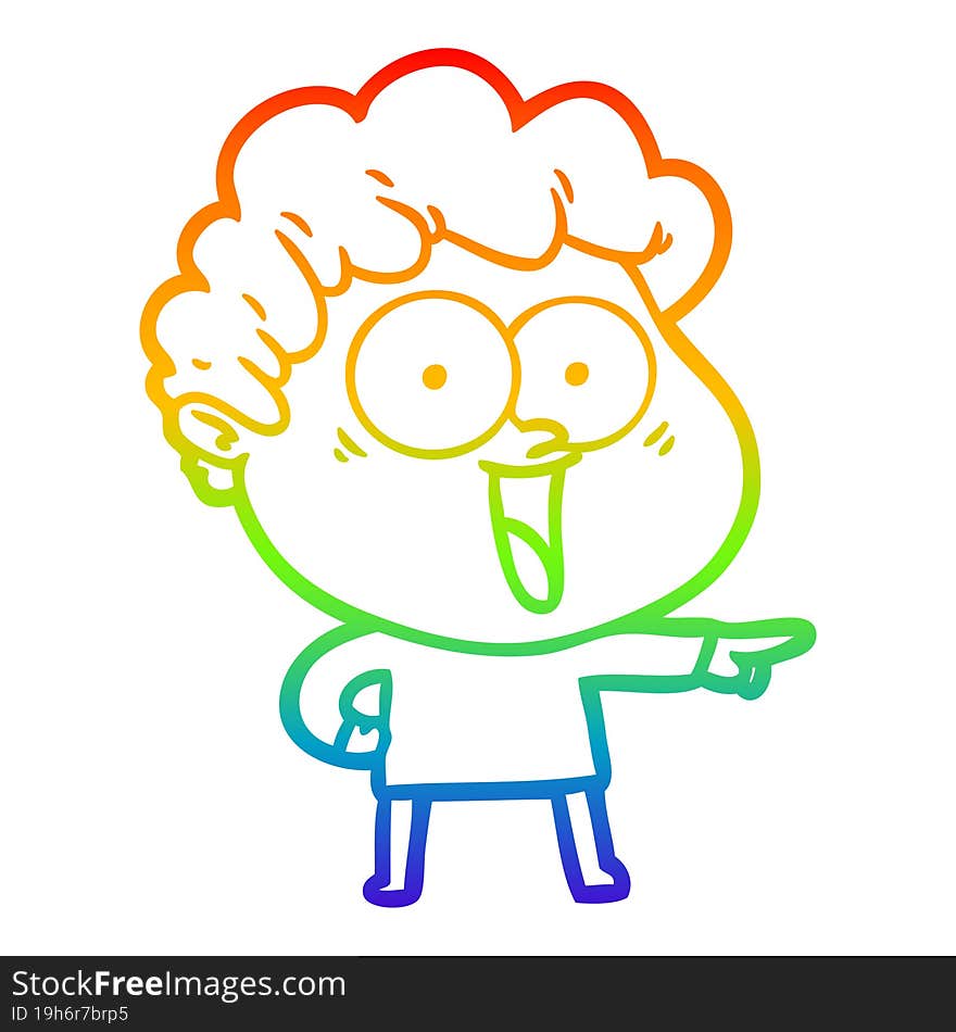 rainbow gradient line drawing cartoon happy man