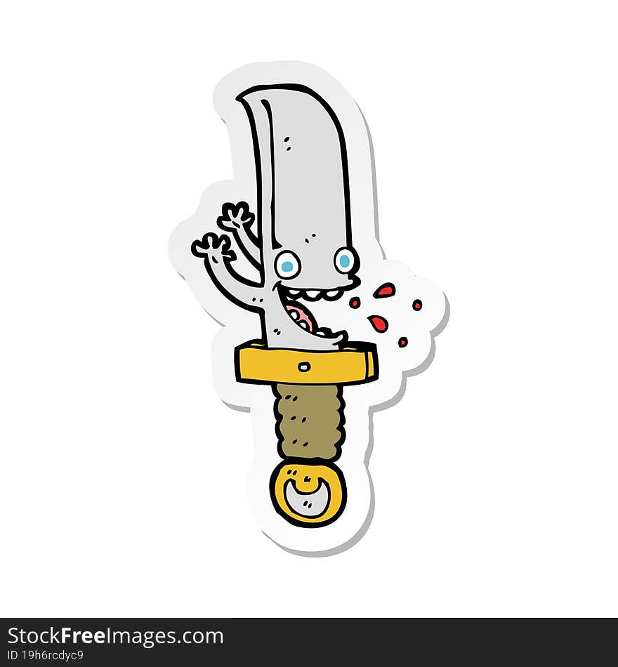 sticker of a crazy knife cartoon character