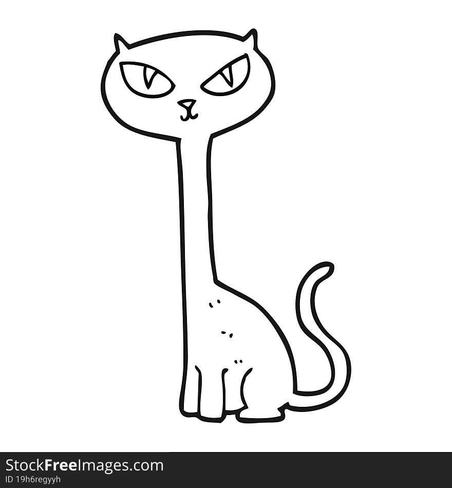 Black And White Cartoon Cat