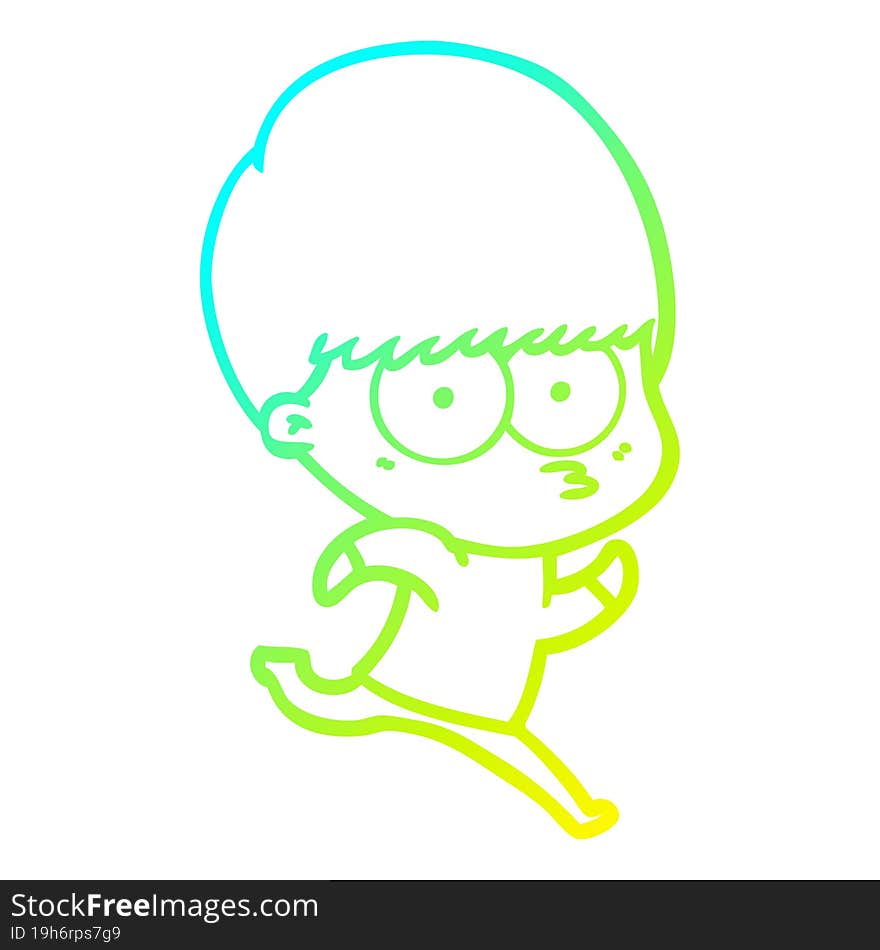 cold gradient line drawing nervous cartoon boy