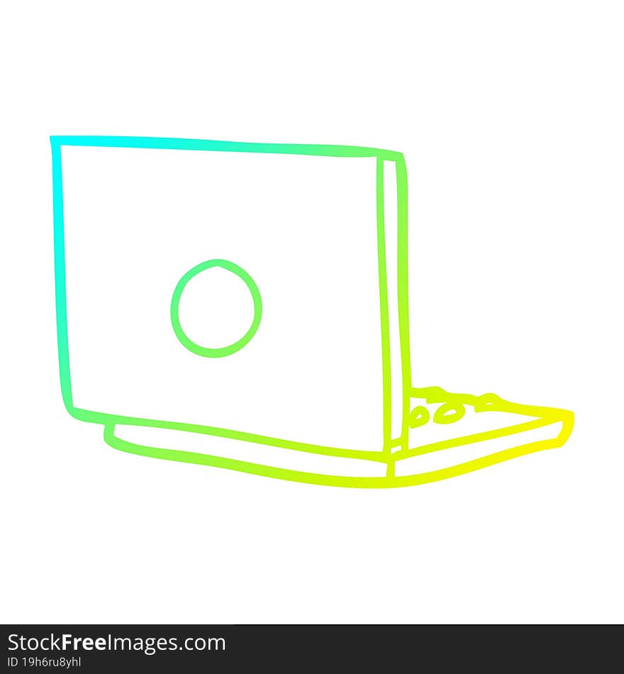 cold gradient line drawing of a laptop computer