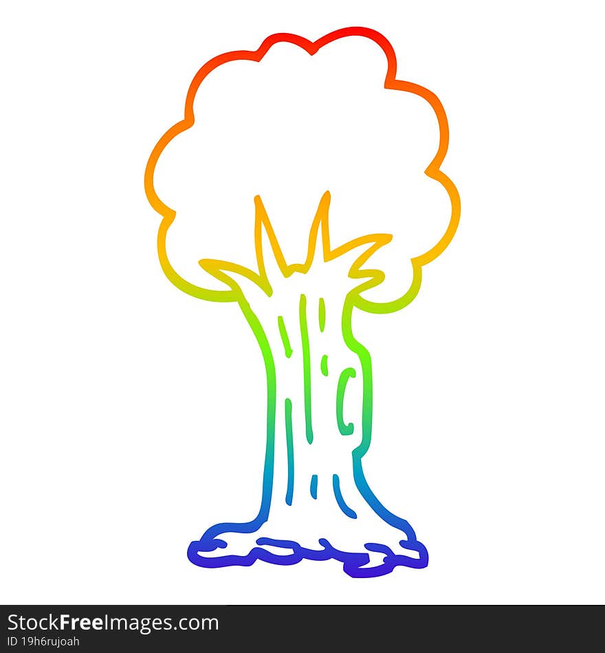 rainbow gradient line drawing cartoon tree