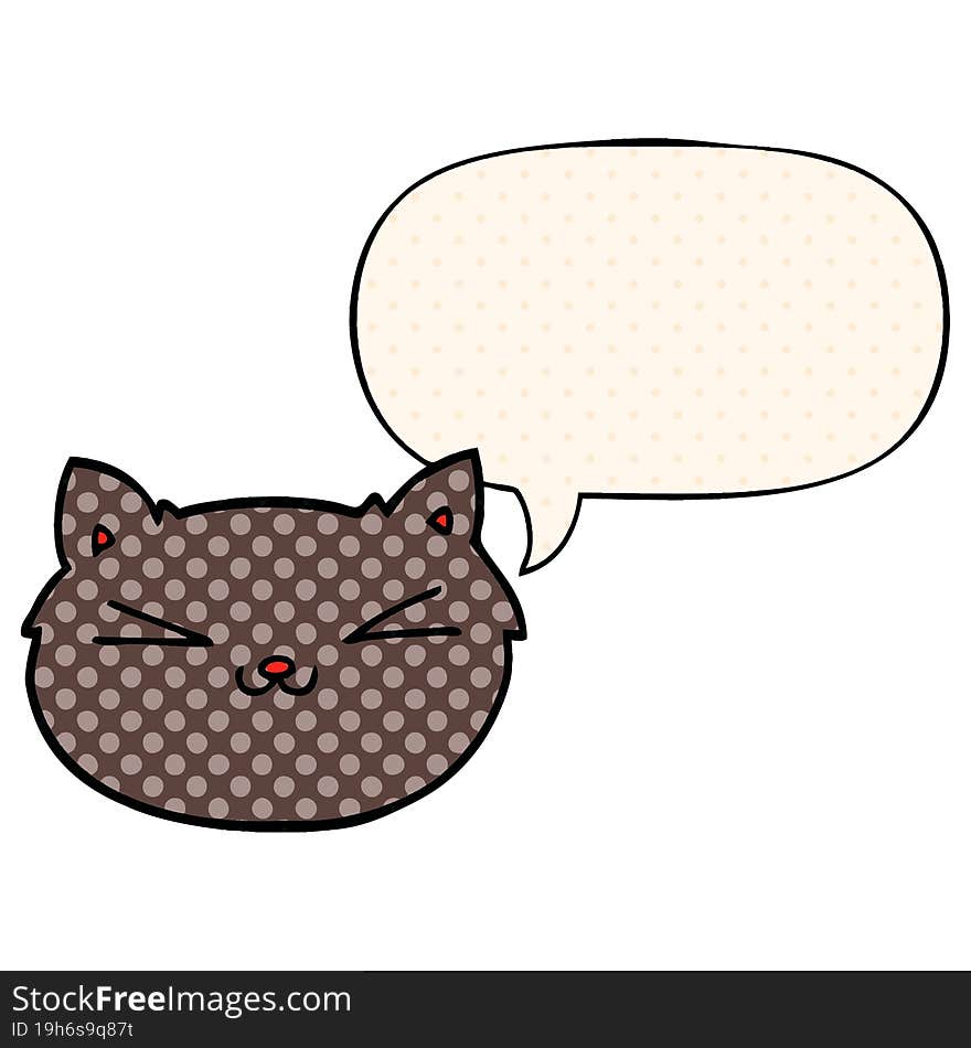 Happy Cartoon Cat And Speech Bubble In Comic Book Style