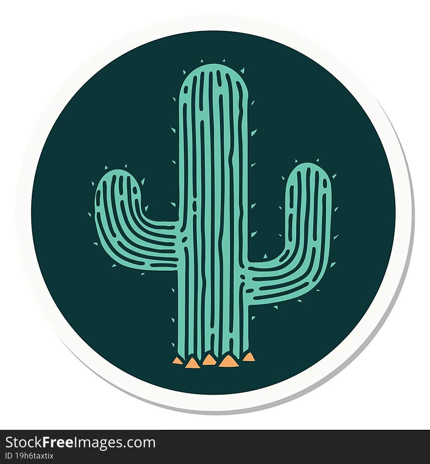 tattoo style sticker of a cactus