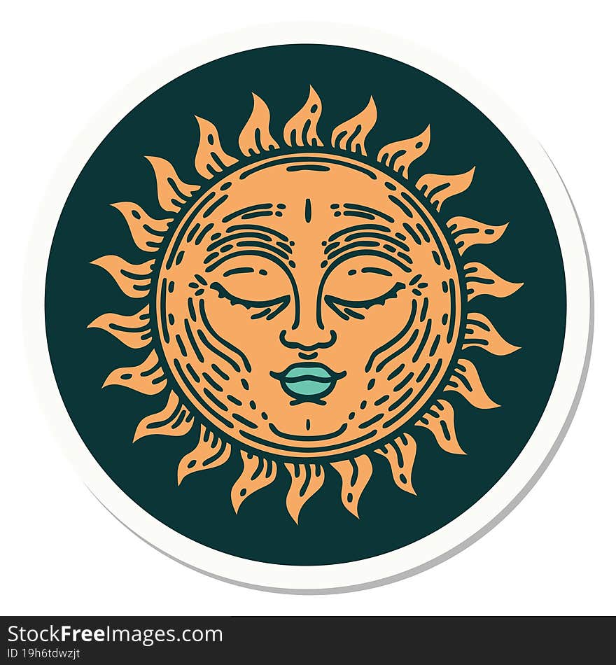 tattoo style sticker of a sun