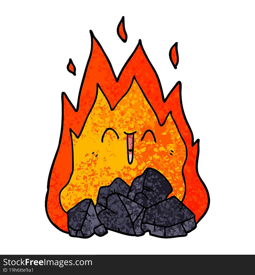 cartoon blazing coal fire. cartoon blazing coal fire