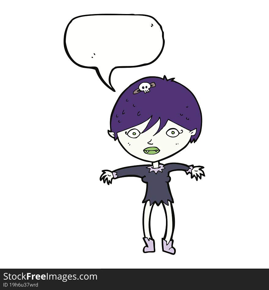 Cartoon Vampire Girl With Speech Bubble