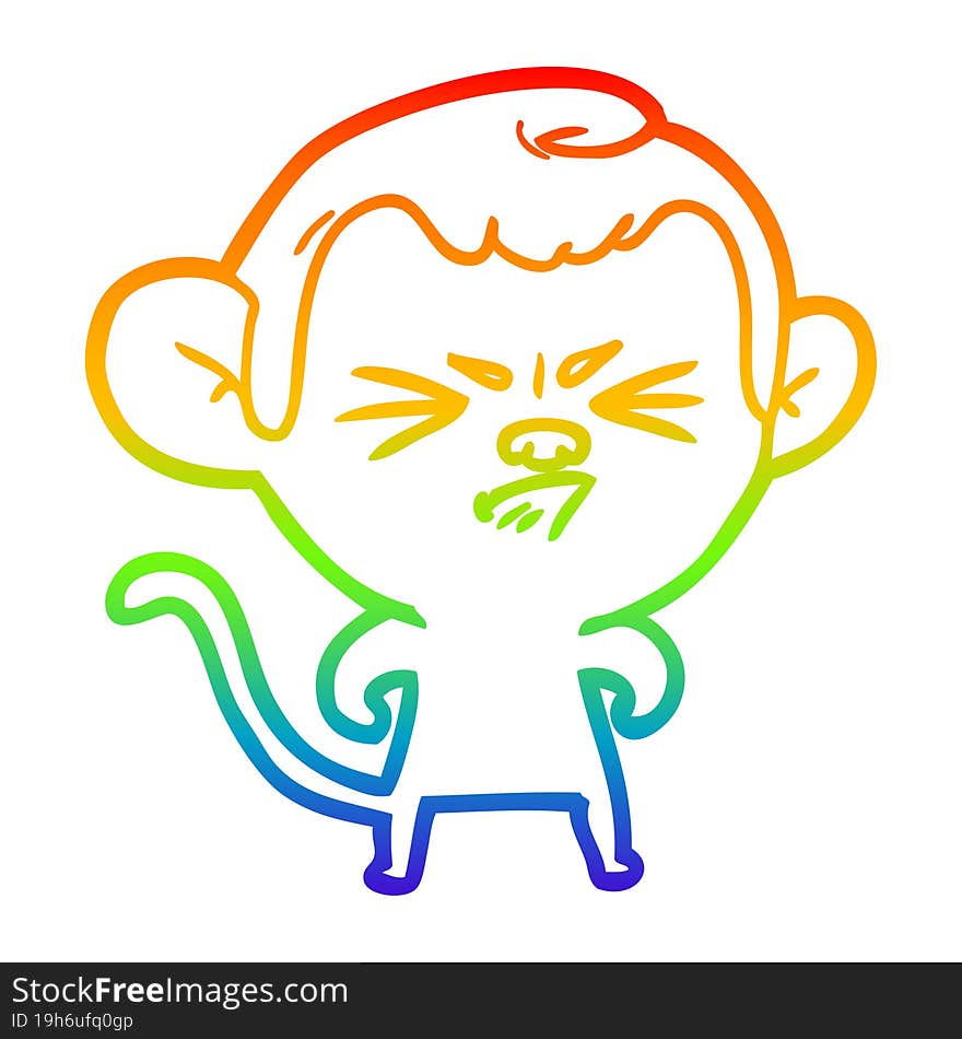 rainbow gradient line drawing cartoon annoyed monkey