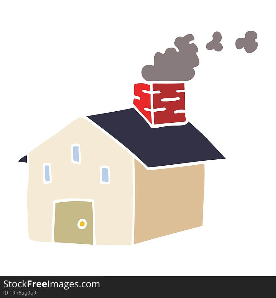 cartoon doodle house with smoking chimney