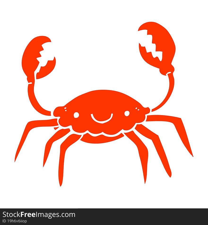 Flat Color Style Cartoon Crab