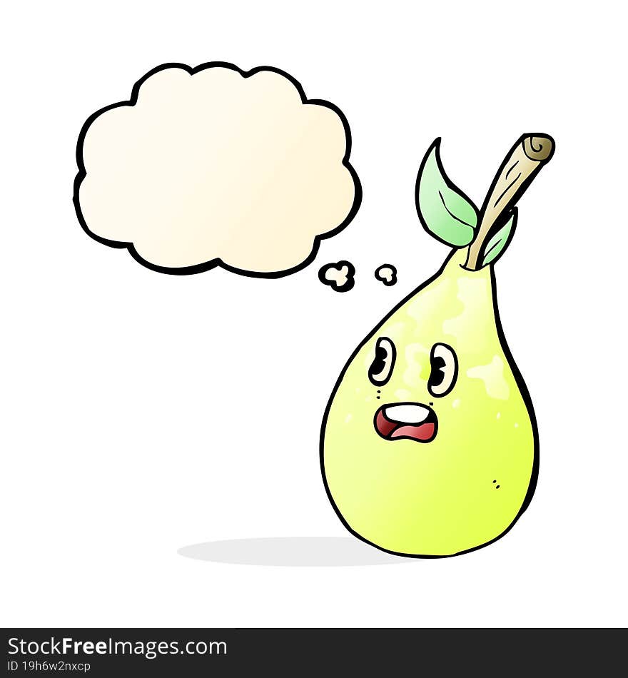 cartoon pear with thought bubble