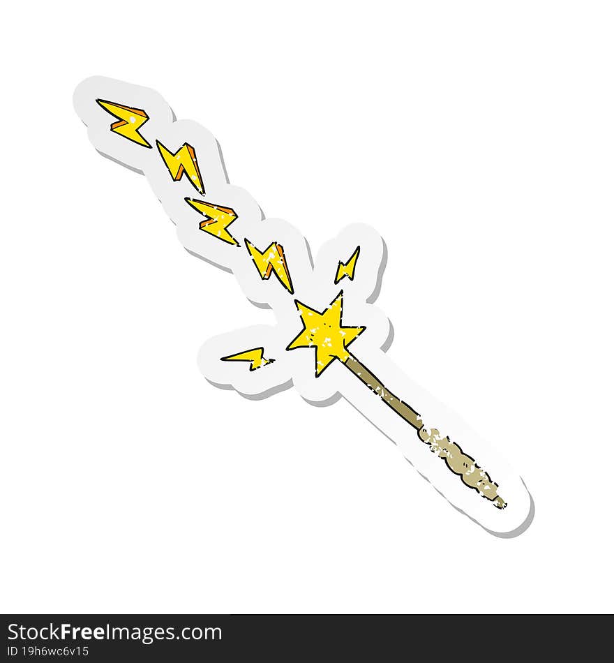 retro distressed sticker of a cartoon magic wand