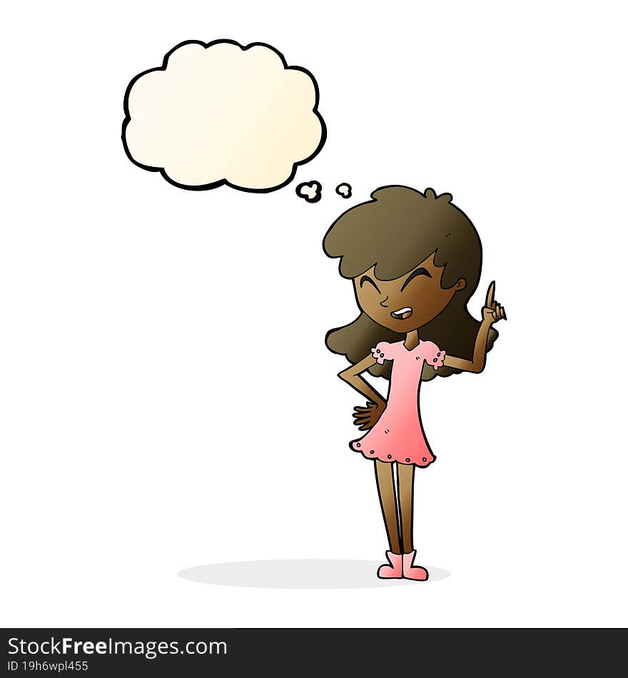 Cartoon Girl Making Point With Thought Bubble