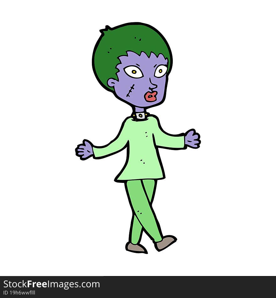 Cartoon Halloween Zombie Woman