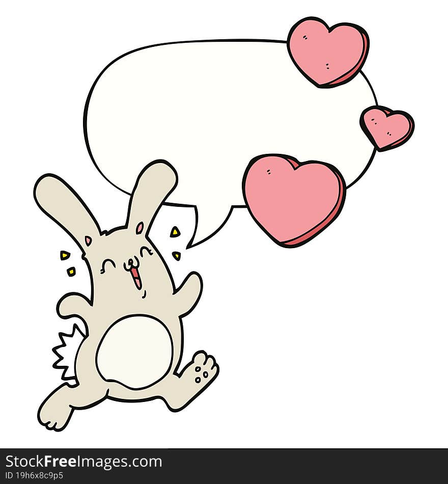 cartoon rabbit in love with speech bubble. cartoon rabbit in love with speech bubble