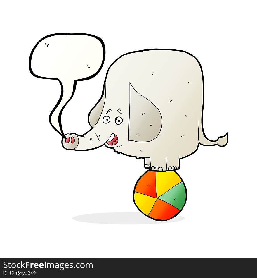 cartoon circus elephant with speech bubble