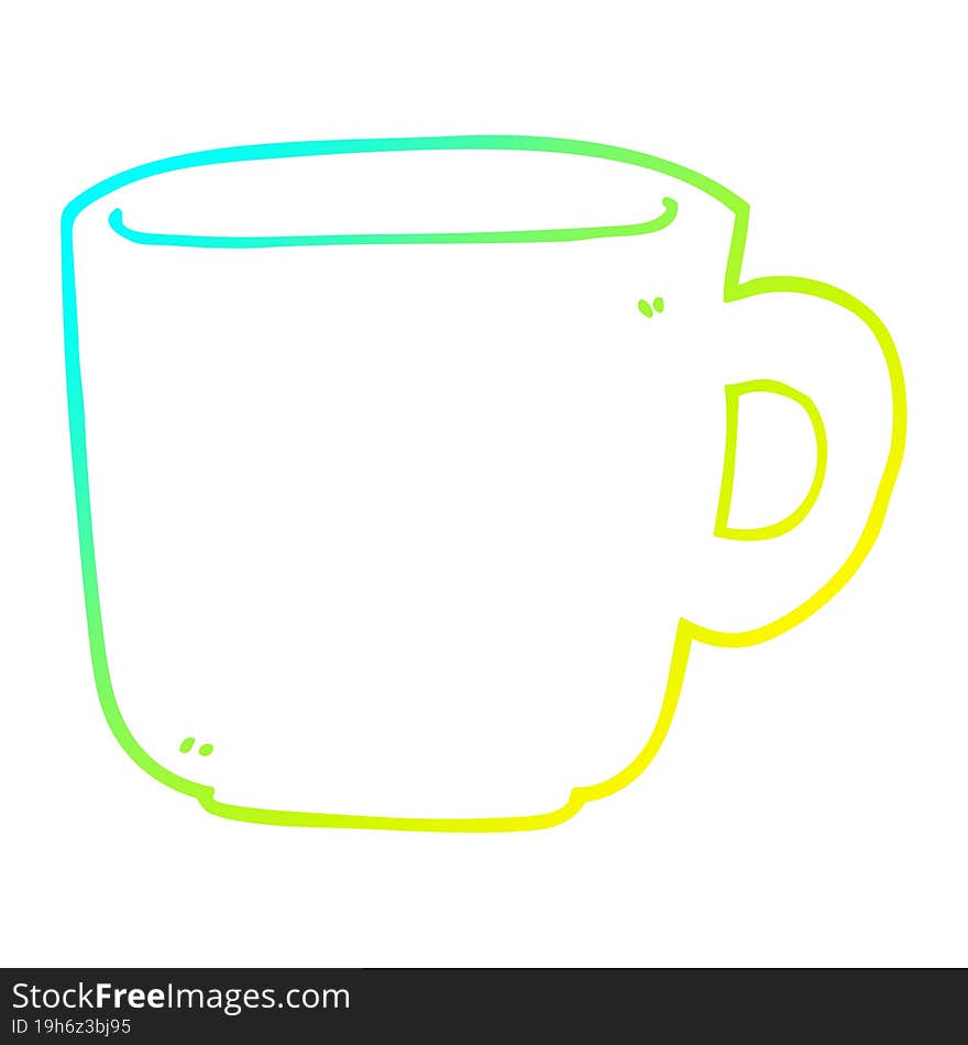 cold gradient line drawing cartoon coffee cup