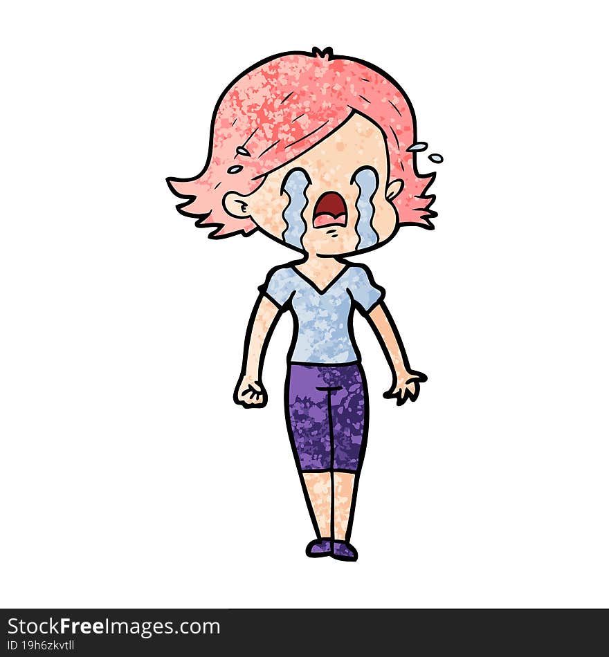 cartoon woman crying. cartoon woman crying