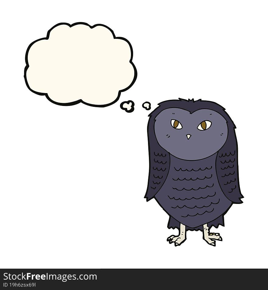 cartoon owl with thought bubble