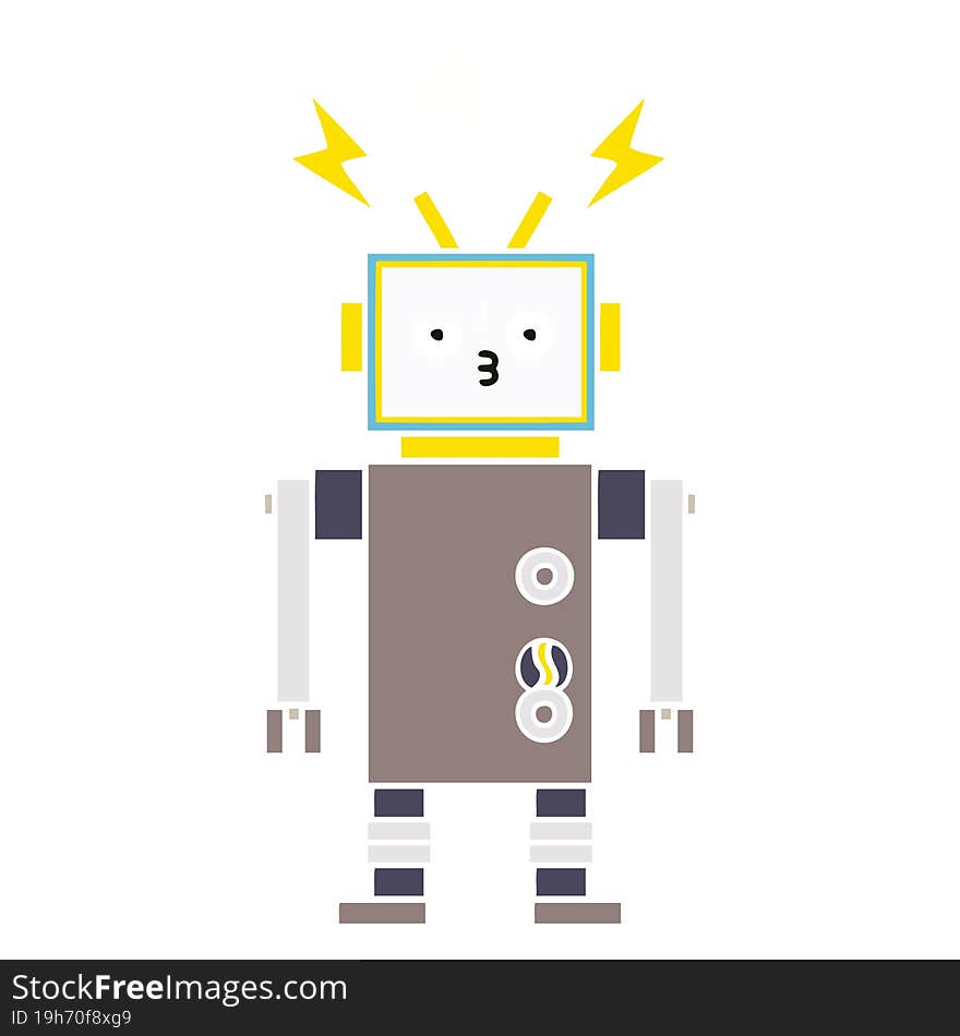 Flat Color Retro Cartoon Robot