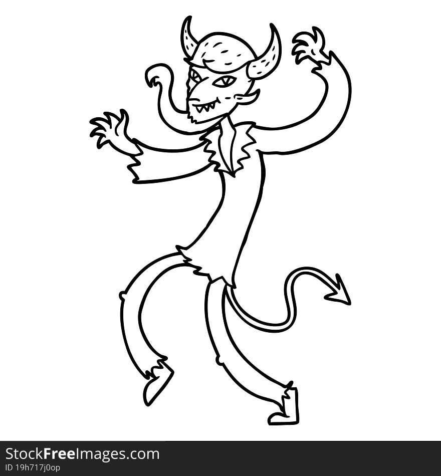 cartoon dancing devil. cartoon dancing devil