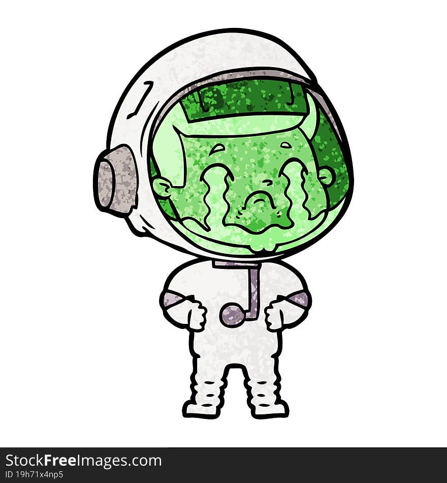 cartoon crying astronaut. cartoon crying astronaut